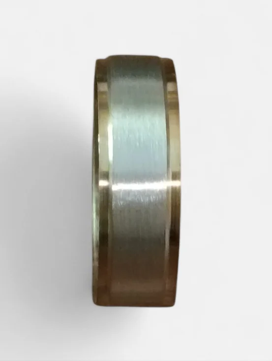 Two Tone Silver Gold Band Ring Size 11.75 Brushed Wedding Band Minimalist - Picture 2 of 6